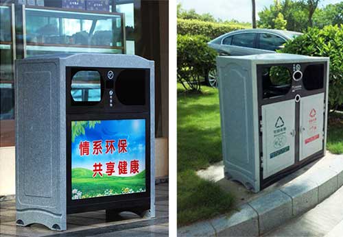  欣方圳仿大理石垃圾桶廠家為清遠(yuǎn)高校送貨上門。