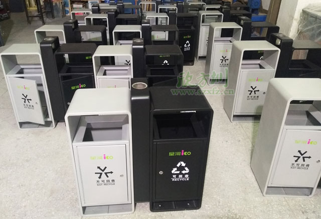 不銹鋼烤漆戶外分類(lèi)垃圾桶
