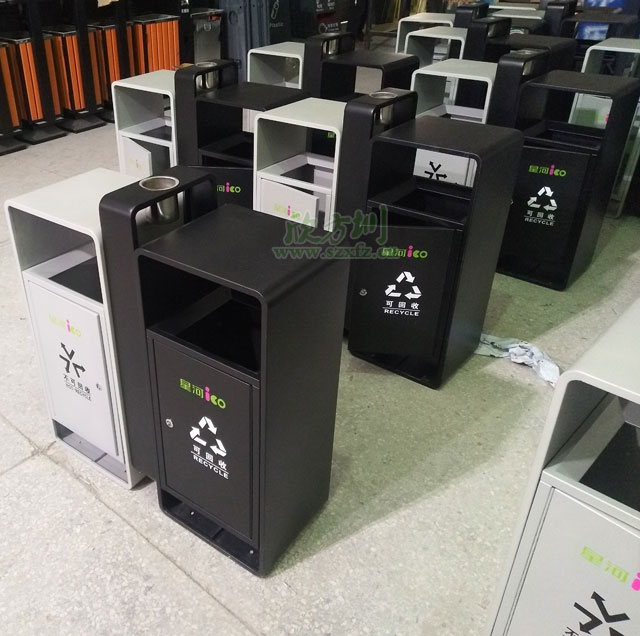 不銹鋼烤漆戶外分類(lèi)垃圾桶