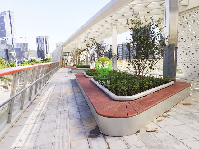 不銹鋼花池坐凳美化深圳前?？缃止珗@G9天橋城市戶外景觀